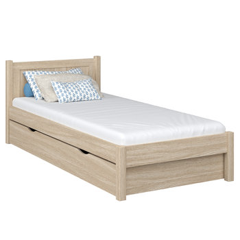 Dębowe łóżko pojedyncze z szufladą N02 dąb bielony 100x180 - N-Wood