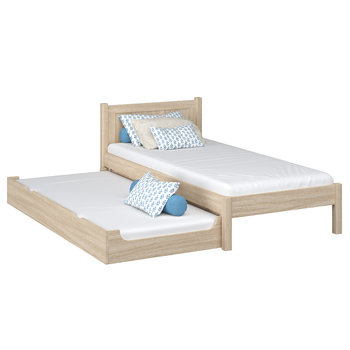 Dębowe łóżko pojedyncze z szufladą na materac N02 dąb bielony 120x180 - N-Wood
