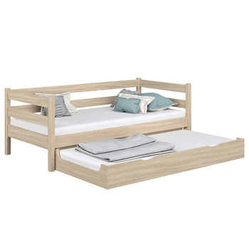 Dębowe łóżko sofa z szufladą na materac N01 dąb bielony 120x180 - N-Wood