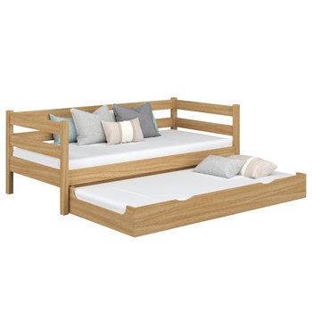 Dębowe łóżko sofa z szufladą na materac N01 dąb naturalny 90x180 - N-Wood