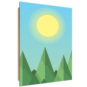 Deco Panel CARO Geometryczny krajobraz leśny ze słońcem, 60x90 cm - Caro