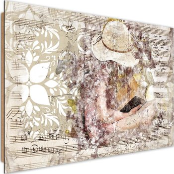 Deco panel CARO Kobieta z książką abstrakcja, 90x60 cm - Caro