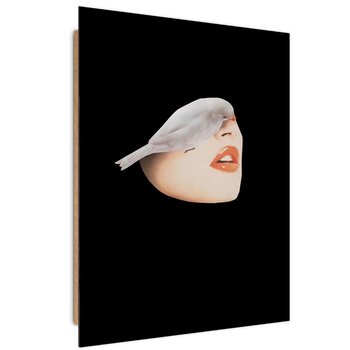 Deco panel FEEBY, Kolaż kobieta z ptakiem, 70x100 cm - Feeby
