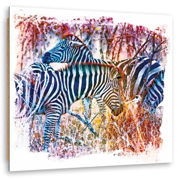 Deco Panel: Zebry na kolorowym tle, 80x80 cm - Feeby