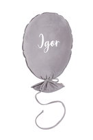 DECORATIVE BALLOON DELUX SILVER GREY [HASŁO: WŁASNY TEKST, KOLOR HAFTU: ECRU]