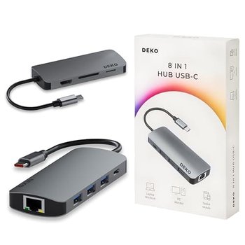 Deko Business Hub Usb C Stacja Dokująca 8W1 Pd 100W Hdmi 4K 60Hz 3Xusb 3.1 5Gbps Do Iphone'a 15/15 Pro Macbooka Pro/Air Ipada Pro Surface Xps Thinkpad Galaxy - Inny producent