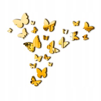 Dekoracja na Ścianę Złote Lustro Akrylowe Motyle - Plexido