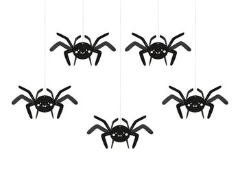 Dekoracja papierowa pająki czarne halloween 5szt - Inna marka