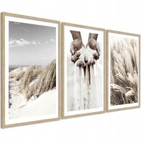 Dekoracja ścienna 3 Obrazy do sypialni Boho plakaty w ramie plaża 30x40 cm