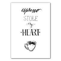 Dekoracja Ścienna „Espresso Stole My Heart” – Idealna do Kawiarni i Kuchni (A3)