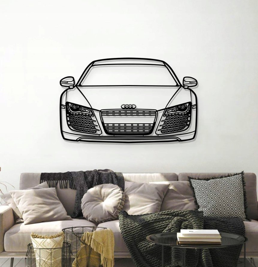 DEKORACJA ścienna Obraz Samochód AUDI R8 FRONT VIEW 2009 135x84 cm ...