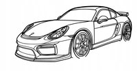 DEKORACJA ścienna Obraz samochód Porsche 981 Cayman GT4 Angle Front 135x65 cm