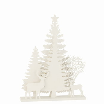 Dekoracja świąteczna Winter podświetlana drewno biała 45x35 cm - J-Line