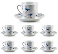 Dekoracyjna filiżanka 6 szt. NA PREZENT Porcelanowa Do kawy Spodek W kwiaty 250 ml