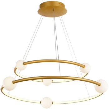 Dekoracyjna LAMPA wisząca LOZANNA PND-20112035-2A-GD Italux metalowa OPRAWA zwis LED 86W 3000K pierścienie rings kule brąz białe - ITALUX