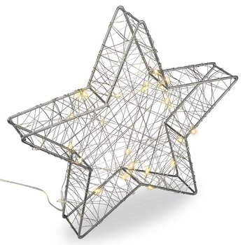 Dekoracyjna metalowa gwiazda 25 LED - srebrna - Nexos
