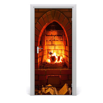 Dekoracyjna naklejka na drzwi Ogień w kominku 70x10 cm - Inny producent
