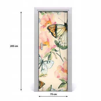 Dekoracyjna okleina maskująca drzwi Róże i motyle 75x205 - Inny producent