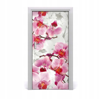 Dekoracyjna okleina maskująca drzwi Różowe orchidee 95x205 cm - Inny producent