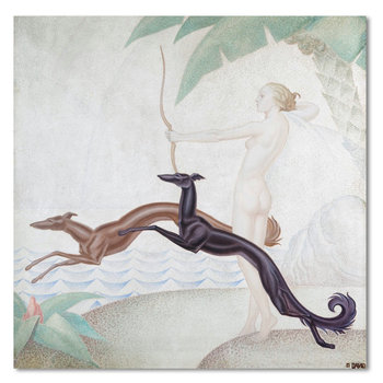 DEKORAMA, Plakat, Art Deco Diana I Borzoi  100x100 cm - DEKORAMA