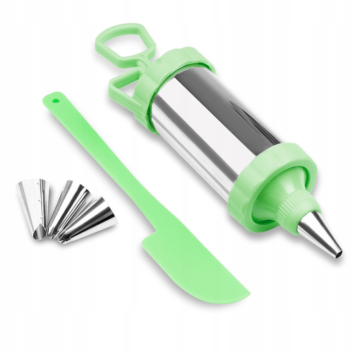 Inny producent Inny Producent Zielony Dekorator Szpryca Strzykawka Metalowa Do Kremu Ciast Zielona 4 Tylki 21 Cm