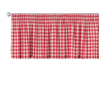 Dekoria, Quadro, lamberkin na taśmie marszczącej, czerwono-biała kratka (1,5x1,5cm), 130×40cm - Dekoria