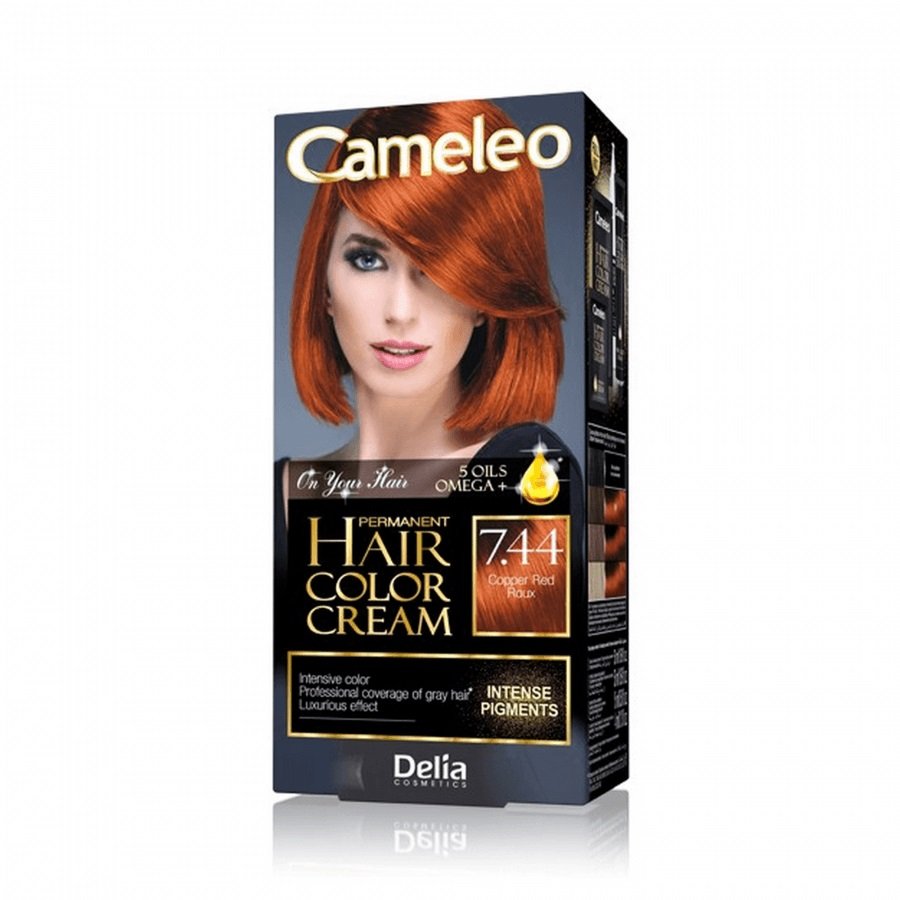 Фото - Фарба для волосся Omega Delia Cosmetics, Cameleo Hair Color Cream, farba do włosów 7.44 Copper Red 
