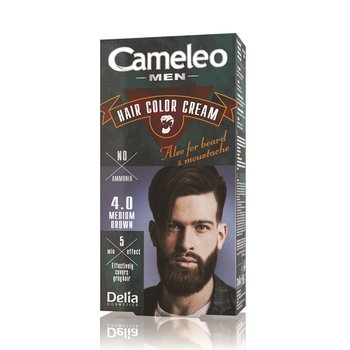 Delia Cosmetics, Cameleo Men, krem koloryzujący do włosów brody i wąsów 4.0 Medium Brown, 1 szt. - Delia