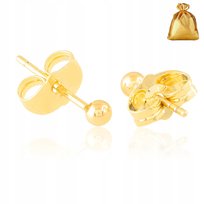 DELIKATNE ZŁOTE KOLCZYKI WKRĘTKI SZTYFT KULECZKI 2 MM STAL CHIRURGICZNA 18K Golden Celebrity