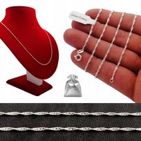 Delikatny Srebrny Łańcuszek Singapur Pr. 925 60 Cm Biżuteria Dla Kobiety