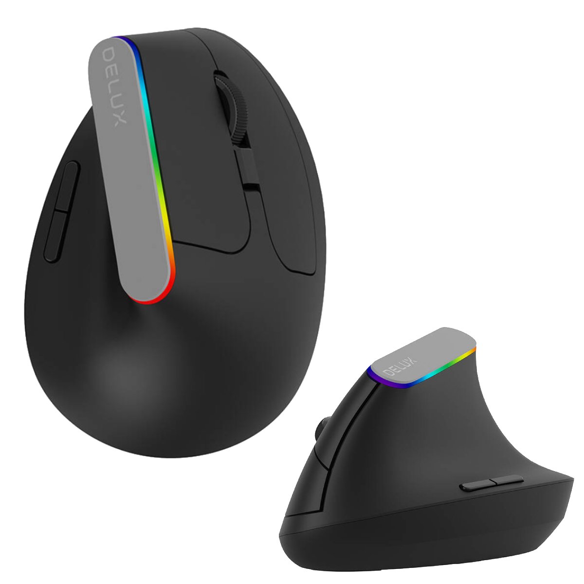 Delux M618C Bezprzewodowa mysz pionowa 2.4G 1600DPI RGB czarna - DELUX ...