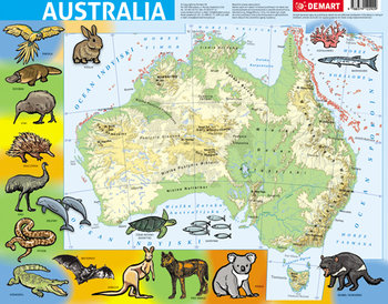 Demart, puzzle, Australia, mapa fizyczna, 72 el. - Demart