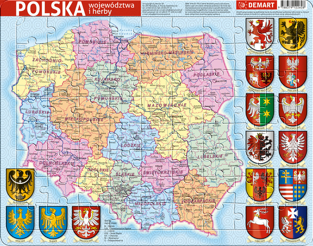 Demart Demart, puzzle, Polska administracyjna, 72 el. - Demart | Sklep EMPIK.COM