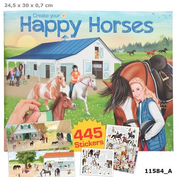 DEPESCHE, Zestaw Z Naklejkami Happy Horses 11584A - Top Model Kolorowanki