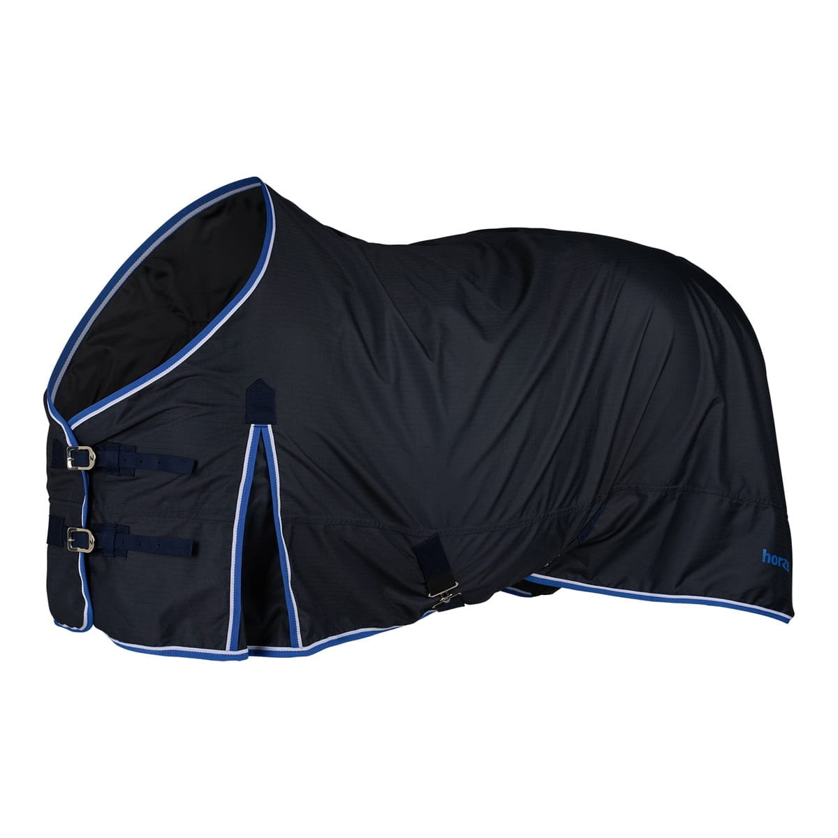 HORZE Glasgow Coperta Da Scuderia Per Cavallo - Leggera E Traspirante, Imbottitura 100g, Blu, Taglia 155 - Con Fibbie A T E Cinghie Incrociate