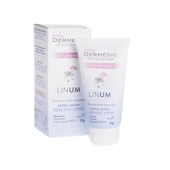 Dermedic Emolient Linum Baby, ochronny krem specjalny SPF 15, od 1. dnia życia, 50 g - Dermedic