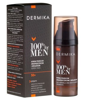 Dermika 100% For Men, Krem Przeciw Zmarszczkom I Bruzdom 50+, 50ml - Dermika