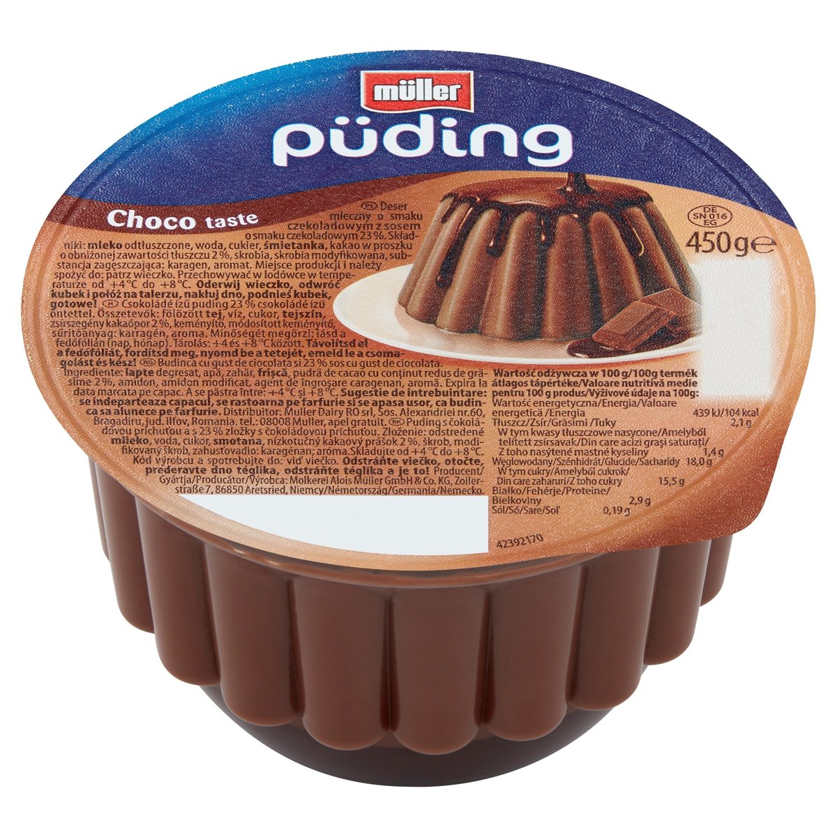 Inny producent Deser mleczny Puding o smaku czekoladowym 450 g