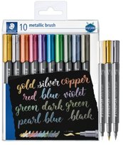 Design Journey, Flamastry pędzelkowe Metalic brush Staedtler, 10 kolorów