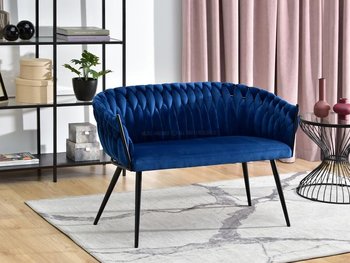 Designerska Sofa Z Weluru Rosa Granatowy Na Czarnym Stelażu - MEBEL-PARTNER