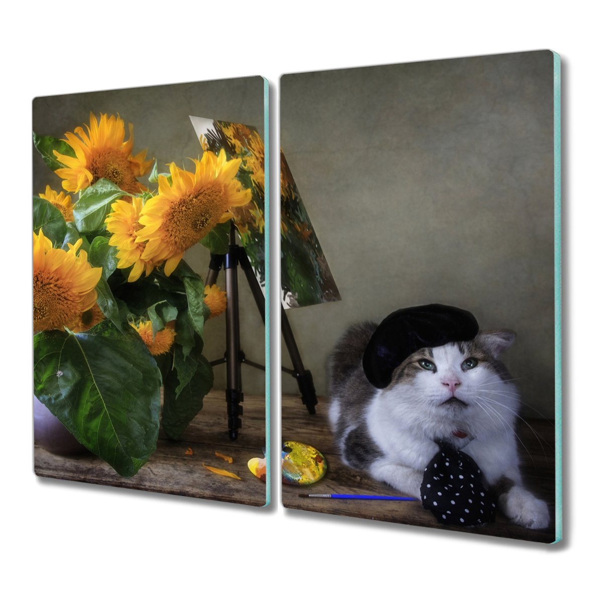 Deska 2x30x52 cm Kwiaty kot do krojenia z grafiką, Coloray
