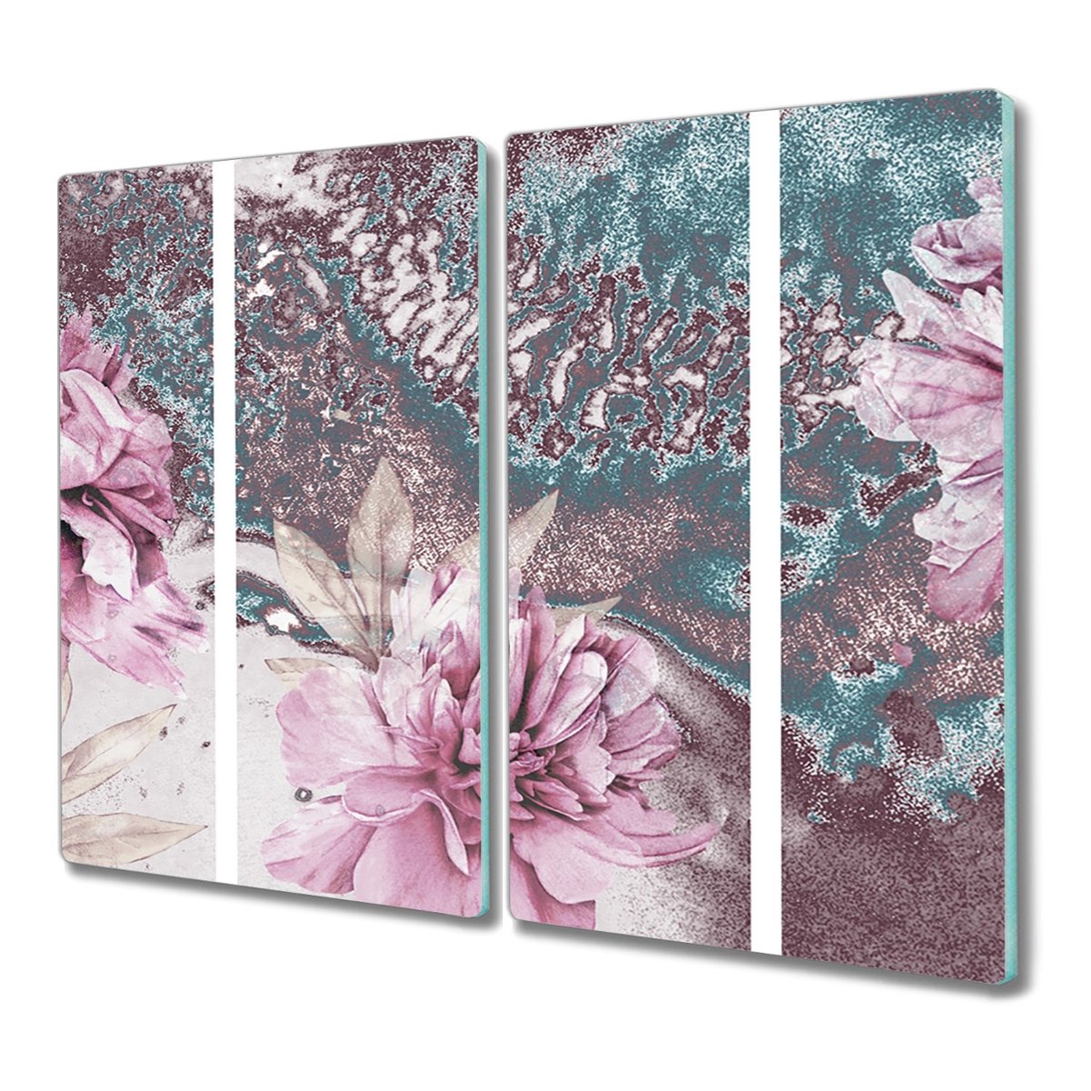 Tagliere In Vetro Temperato 30x52 Cm - Con Stampa Floreale, Resistente Al Calore, Per Cucina E Cottura