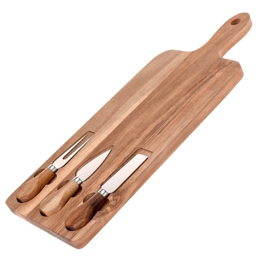 Deska do serów z 3 nożami EH EXCELLENT HOUSEWARE, brązowa, 16x43 cm