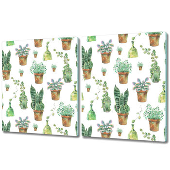 Deska Kuchenna ze Szkła Hartowanego - 2x 40x52 cm - Malowany wzór kaktusów - Coloray