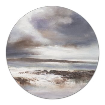 Deska Olejny obraz plaża pochmurne niebo fi40 cm, Coloray - Coloray