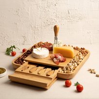 Deska RUMI do serwowania z 4 nożykami 32x32 cm HOMLA