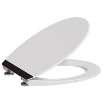 Deska WC, Wolnoopadająca, Duroplast, Biała z czarnym zdobieniem, Wypinana