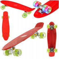 Deskorolka fiszka dla dzieci młodzieży mocna czerwona świecące koła LED