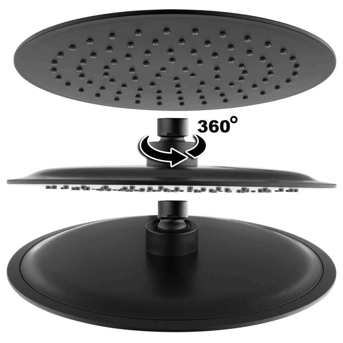 Deszczownica prysznicowa natryskowa 25 cm czarna - Yoka-Zdjęcie-0