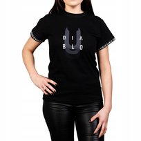DIABLO Damska Koszulka Bawełniana Wygodna z Modnym Nadrukiem 3D Czarna S